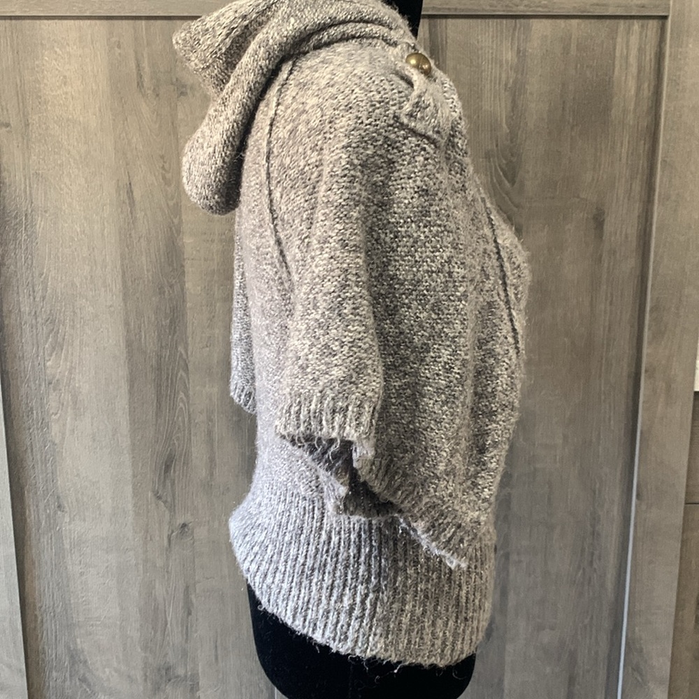 Twenty One Over Sized Capped Sleeves Taupe Hooded Sweater Women's Size S Petite - Picture 6 of 11